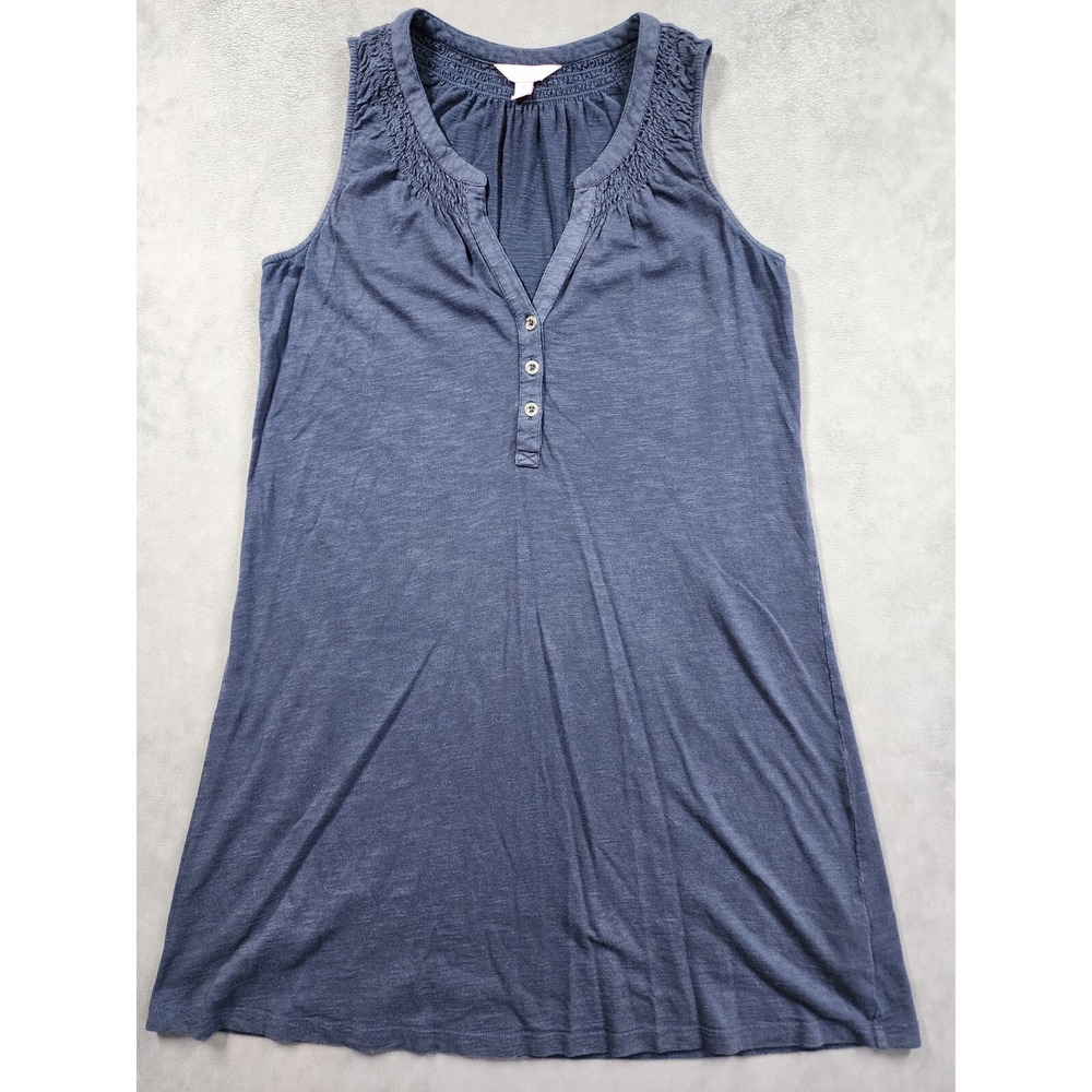 Lilly Pulitzer Dress Size Medium Navy Blue Smocked Notch Neck Sleeveless Beach